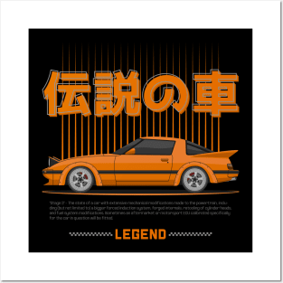 Midnight Racer Orange RX 7 FB JDM Posters and Art